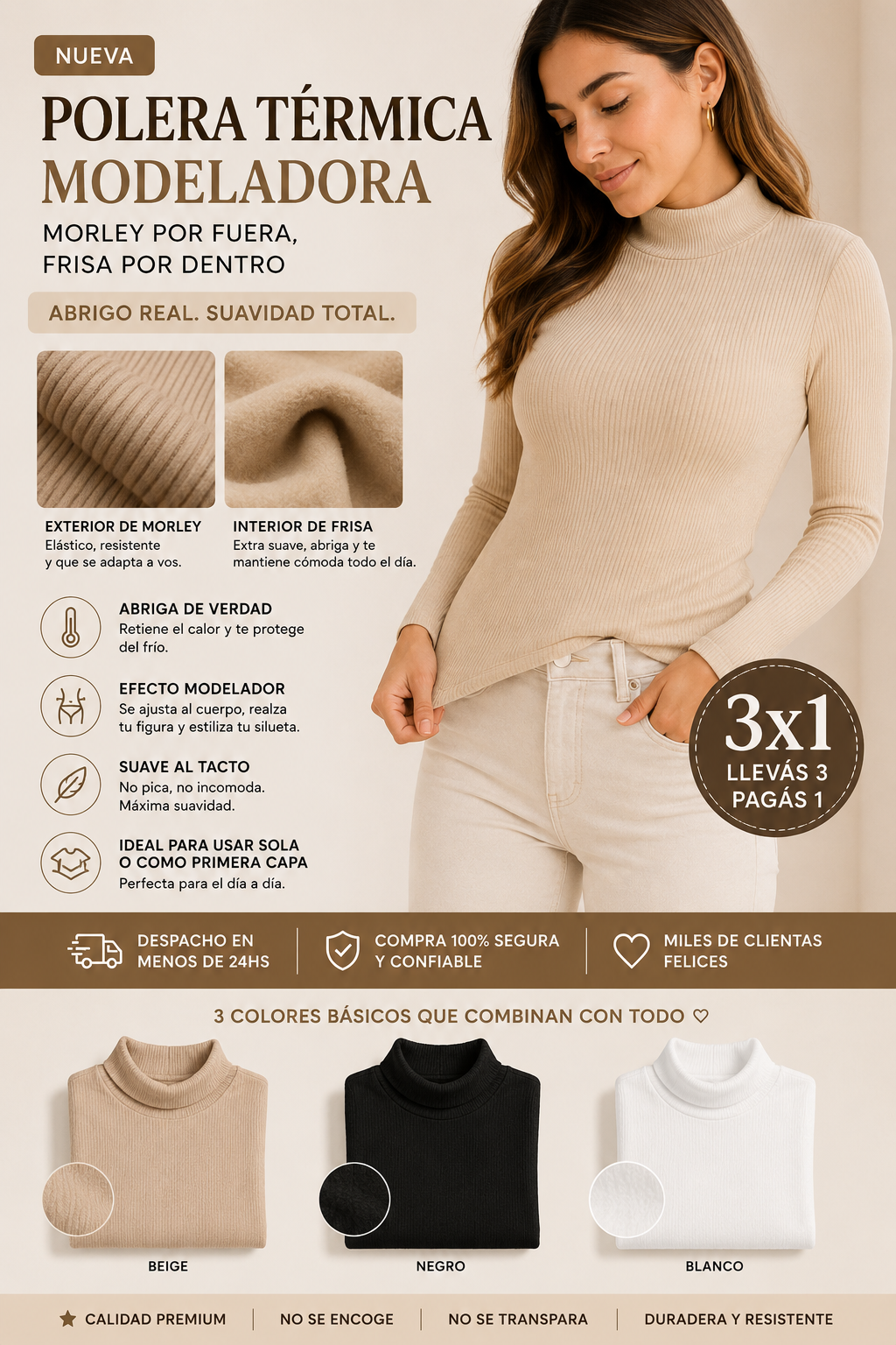 Polera Térmica Modeladora 3x1