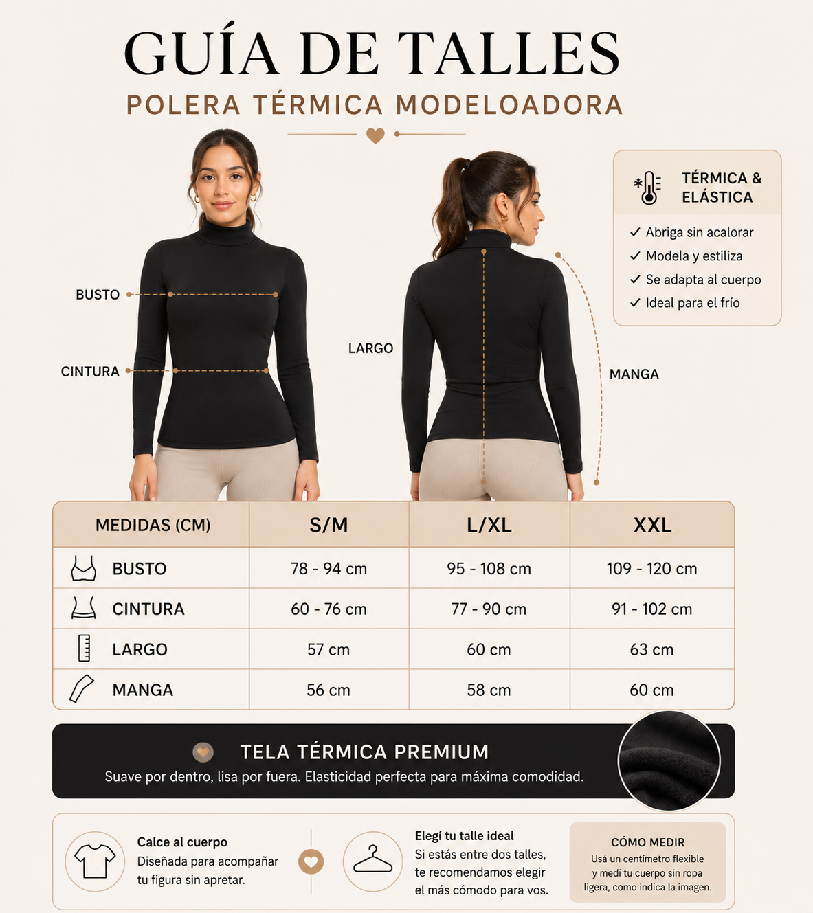 Polera térmica modeladora Andra Del Uruguay, look completo de invierno