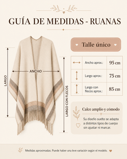 Ruana premium de invierno, detalle de tela gruesa y textura