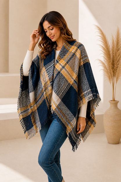 Ruana premium de invierno, look completo para el día a día