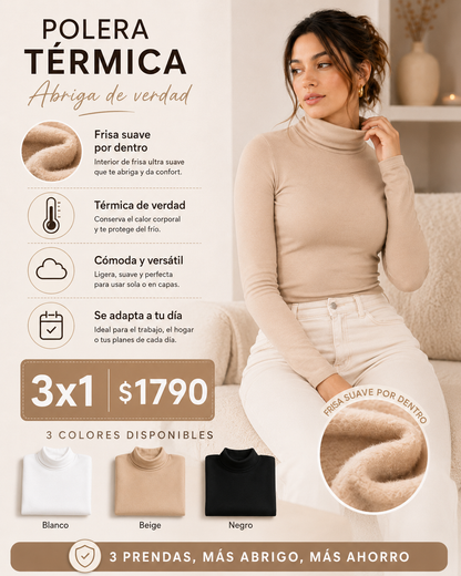 Polera térmica modeladora, vista de espalda y cuello tipo polera